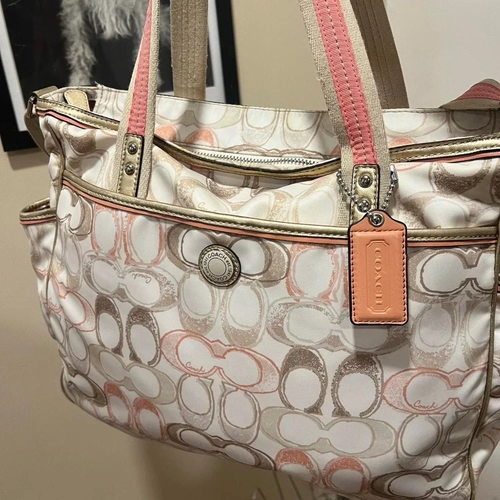y2k 2000s Coach Signature Cs Monogram Diaper Shoulder Bag / Handbag